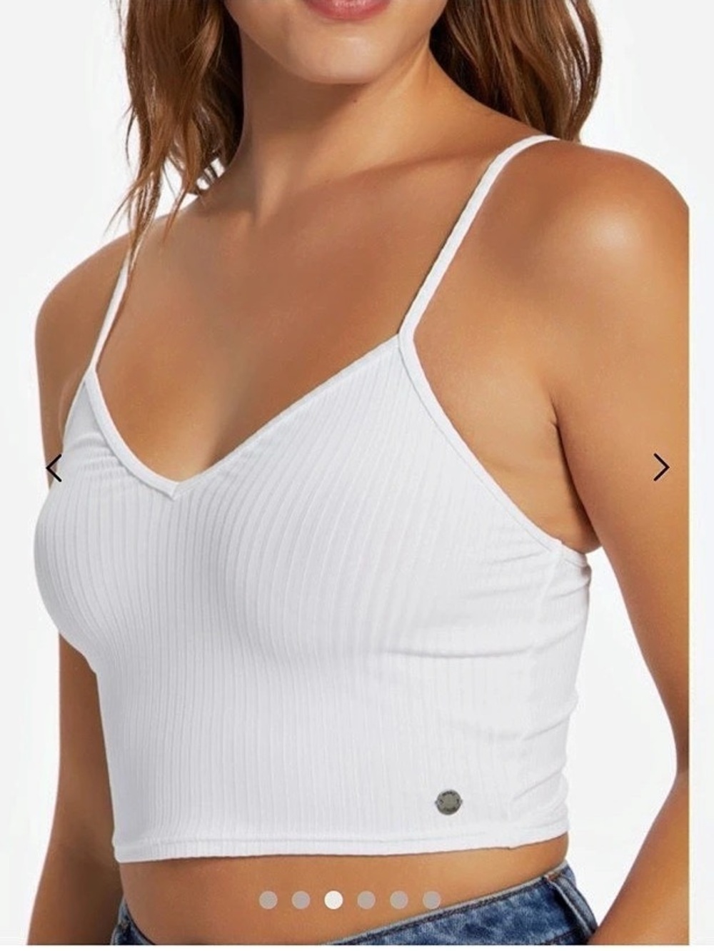 Roxy Brami Ribbed Crop Top in White Size L